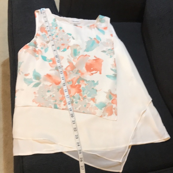 NWT Calvin Klein Water Color Asymmetric Layered Hem Sheer Sleeveless Top-M - Picture 8 of 8